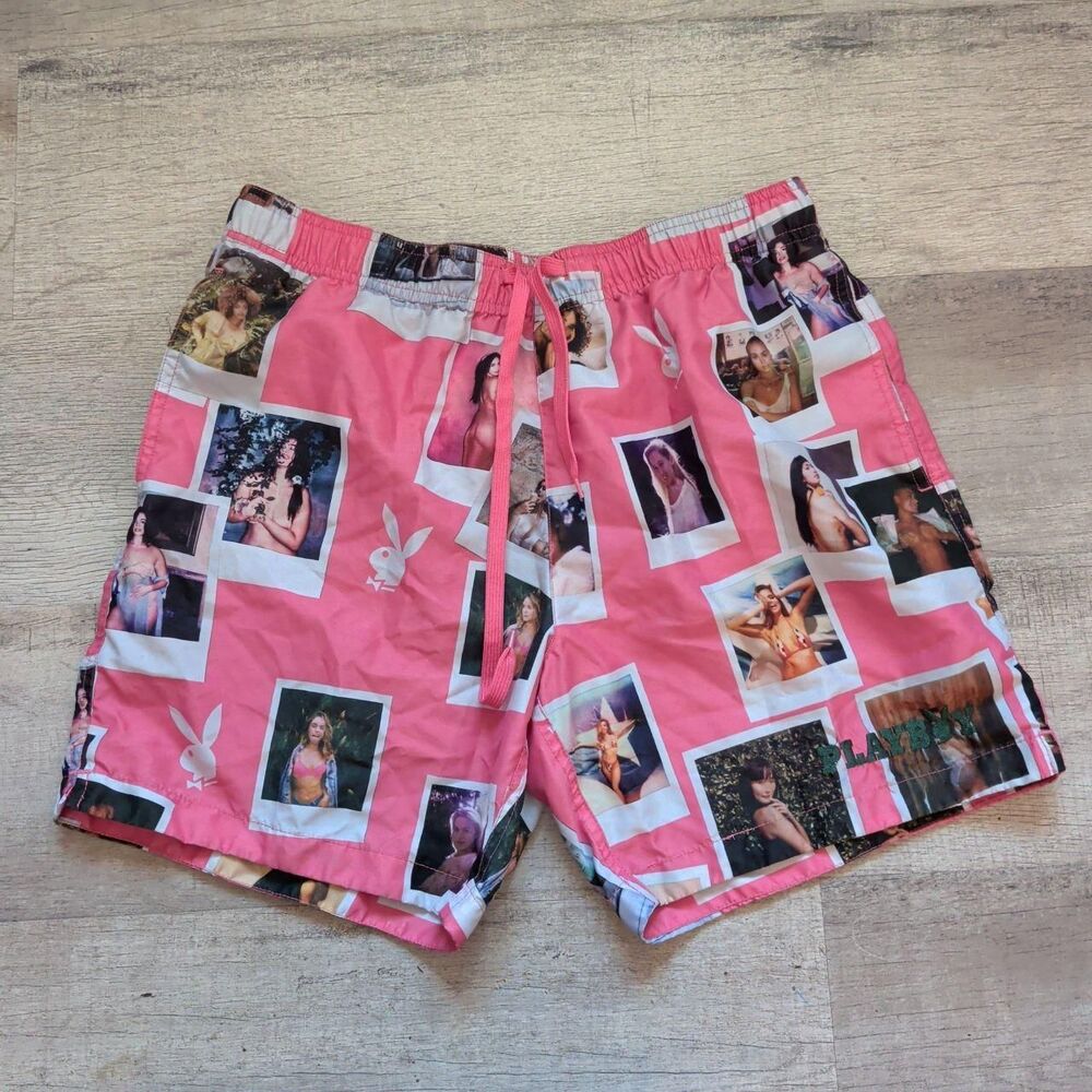 Playboy by PacSun Swim Trunks Mens M Pink Photo Print